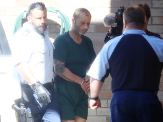 Convicted sex offender Anthony Peter Sampieri arrives at Maroubra Police Station after being released from hospital on Sunday. Picture: Hollie Adams