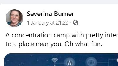 Severina Burner has compared smart cities to concentration camps. Picture: Facebook