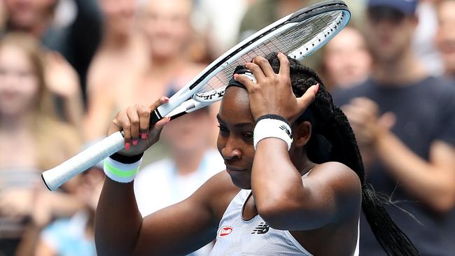 Coco Gauff didn’t recognise seven-time Grand Slam winner Justine Henin. Picture: Mark Kolbe/Getty