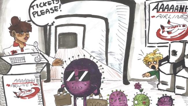 Zoe Neal's Covid-19 cartoon won the Kids New Cartoon Contest in the Year 7-8 age group.