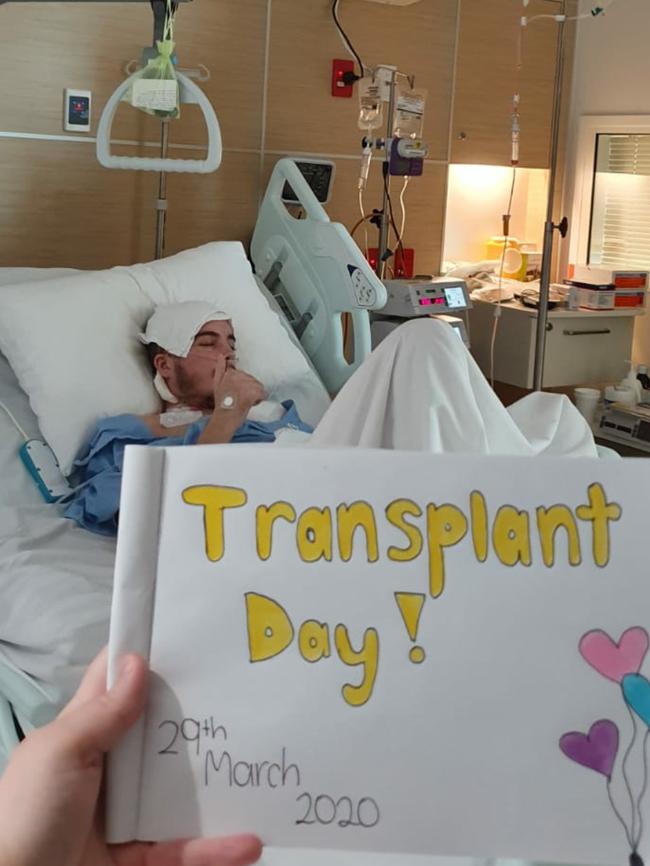 Jack McIlvar on the day of his stem cell transplant – March 2020. Picture: Supplied by family.