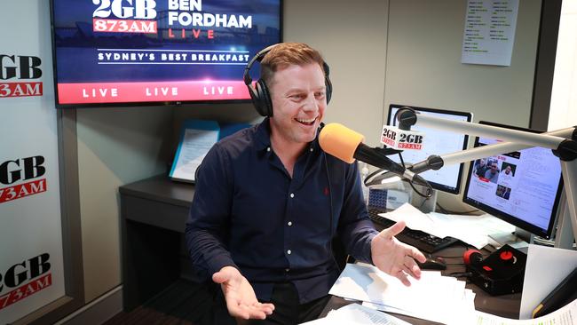 2GB radio host Ben Fordham in his Sydney studio.