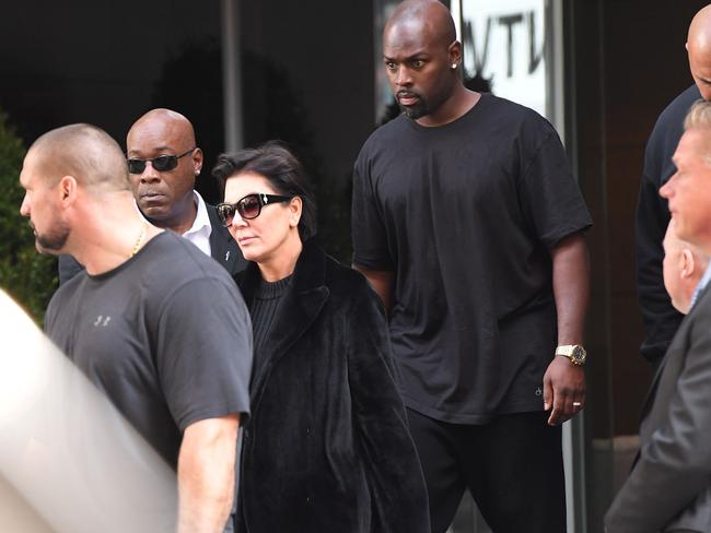 Kris Jenner, surrounded by security, leaves Kim Kardashian and Kanye West's town house in New York City. Picture: TheStewartofNY/Splash News