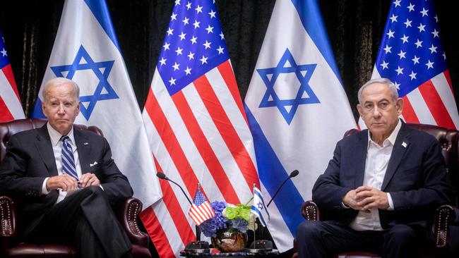 Israeli Prime Minister Benjamin Netanyahu, at the start of the Israeli war cabinet meeting, in Tel Aviv on October 18, 2023. Picture: Miriam Alster/Pool/AFP