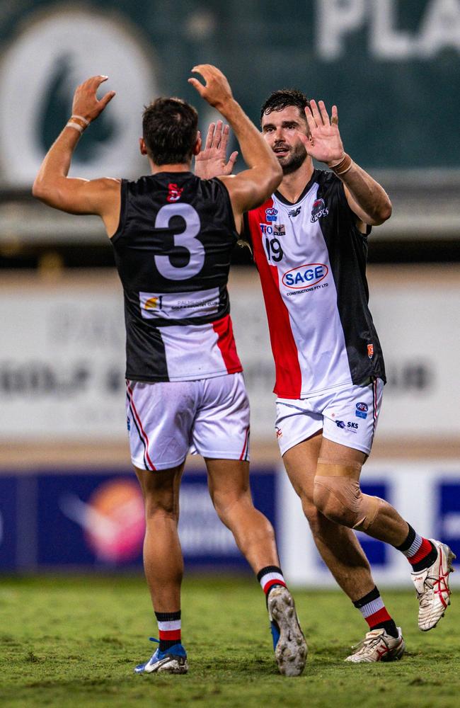 Jarrod Brander playing for Southern Districts in the 2024-25 NTFL season. Picture: Patch Clapp / AFLNT Media