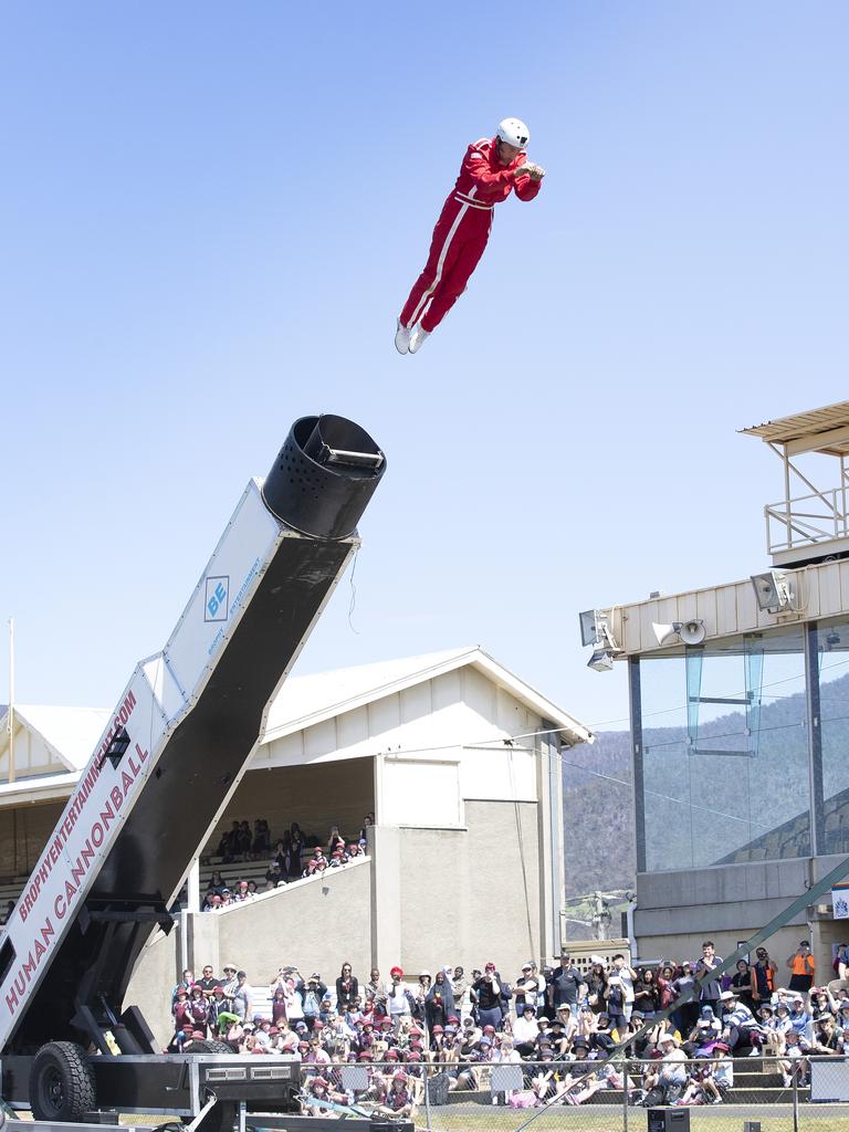 Human Cannonball Warren Brophy at the Hobart Show. PICTURE CHRIS KIDD