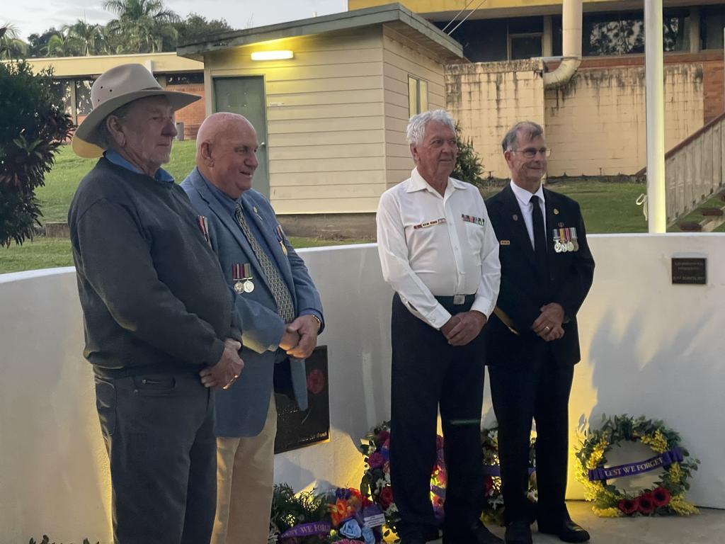 Hundreds gathered at Farleigh Mill just after 5am to join the Farleigh-Northern Beaches RSL sub branch service. Photo: Fergus Gregg