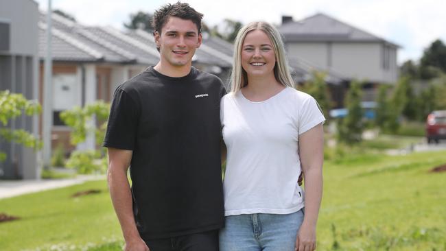 Cassidy Neubauer and Ben Rigoni could benefit from the Liberals’ promise to extend the threshold of no stamp duty for first home buyers. Picture: David Crosling