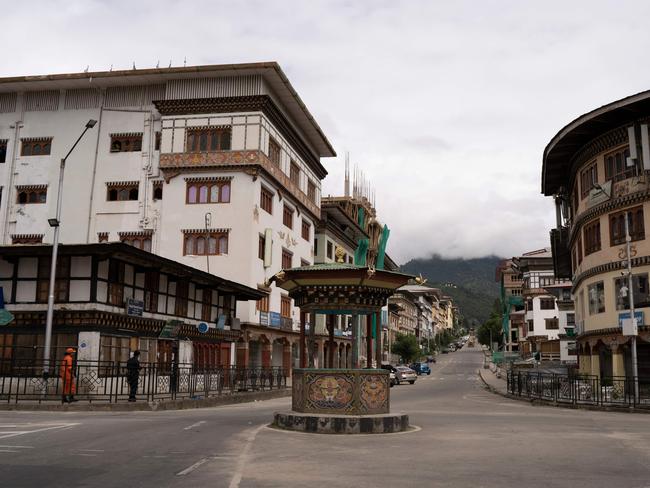 A general view of the deserted Norzin Lam road, Bhutan's capital main artery, during a government imposed nationwide lockdown. Picture: AFP