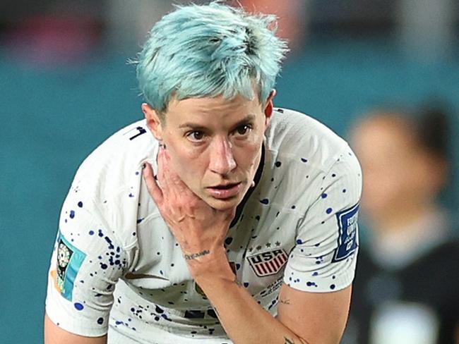 AUCKLAND, NEW ZEALAND - AUGUST 01: Megan Rapinoe of USA is seen during the FIFA Women's World Cup Australia & New Zealand 2023 Group E match between Portugal and USA at Eden Park on August 01, 2023 in Auckland, New Zealand. (Photo by Buda Mendes/Getty Images)