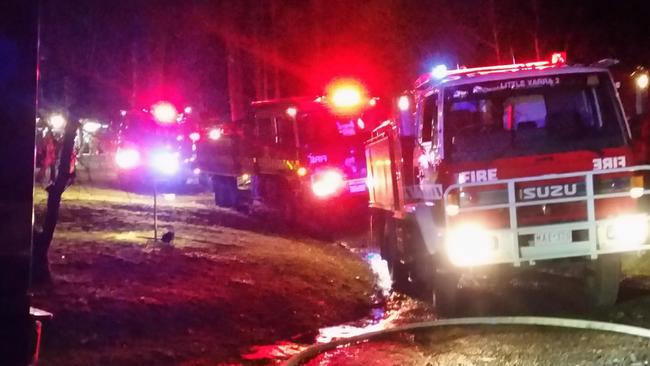 Firefighters from across the Yarra Valley helped extinguish a Three Bridges house fire. Picture: Yarra Junction Fire Brigade