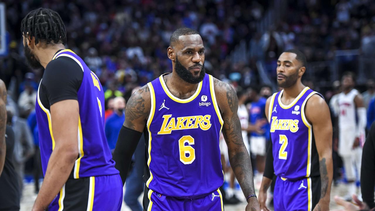 LeBron James #6 of the Los Angeles Lakers looks on as he is ejected from the game during the third quarter. Nic Antaya/Getty Images/AFP