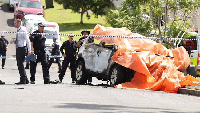 The scene of Hannah Clarke’s murder in Camp Hill, Brisbane. Pic: Lyndon Mechielsen