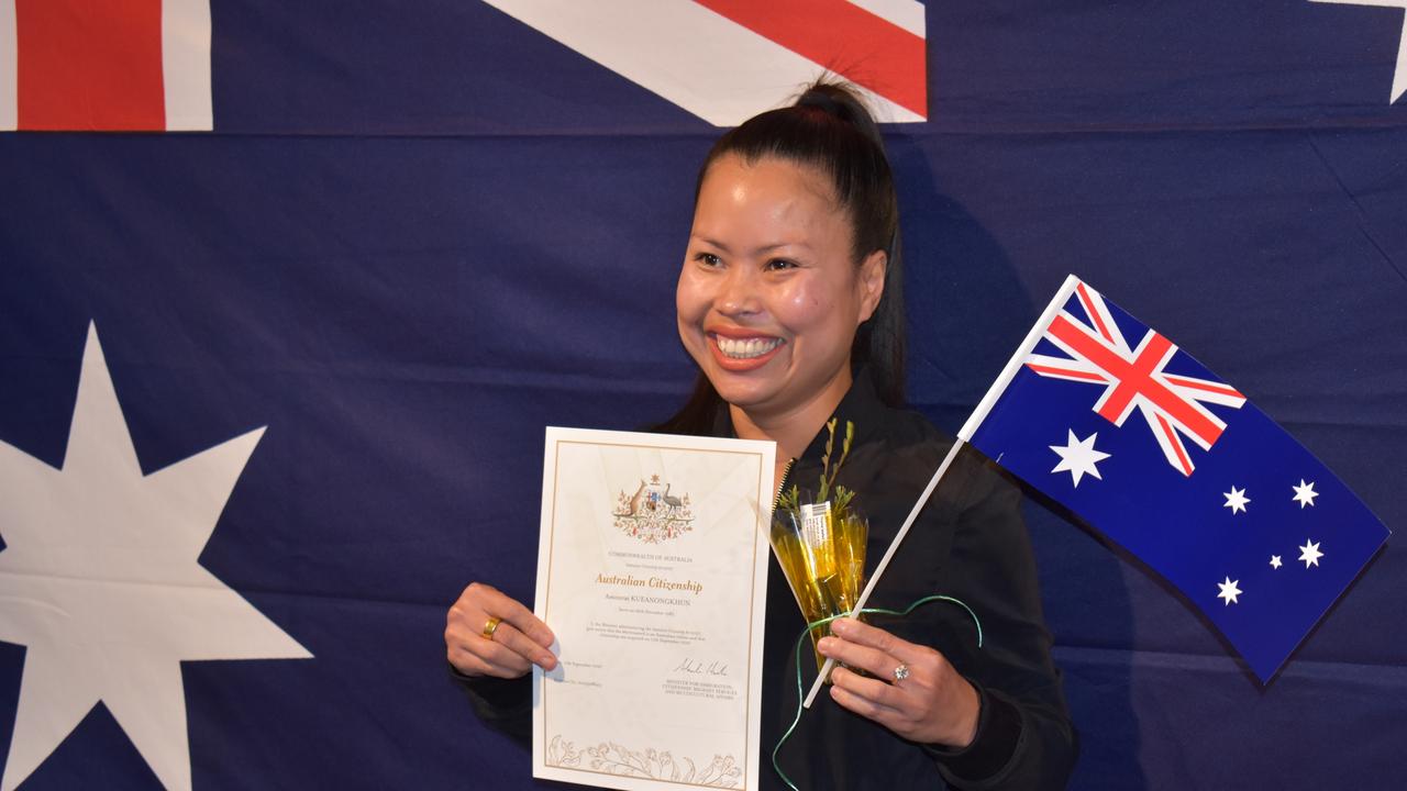 Amonrat Keuanongkhun receiving her Australian Citizenship in Gympie. Photo: Elizabeth Neil