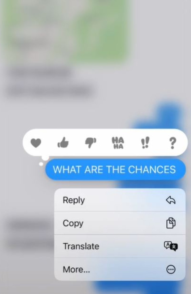 ‘No way. What are the chances,’ she said in a text to her boyfriend. Picture: TikTok/neomafernando