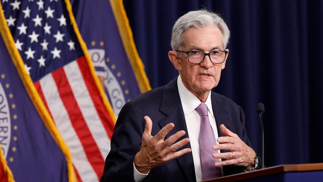 US Federal Reserve Chairman Jerome Powell speaks at a news conference following the September meeting of the Federal Open Market Committee at the William McChesney Martin Jr. Federal Reserve Board Building on September 18, 2024, in Washington, DC. Australian shares rallied to a fresh record on the Fed’s rate cut decision. Picture: Anna Moneymaker / Getty Images North America / via AFP