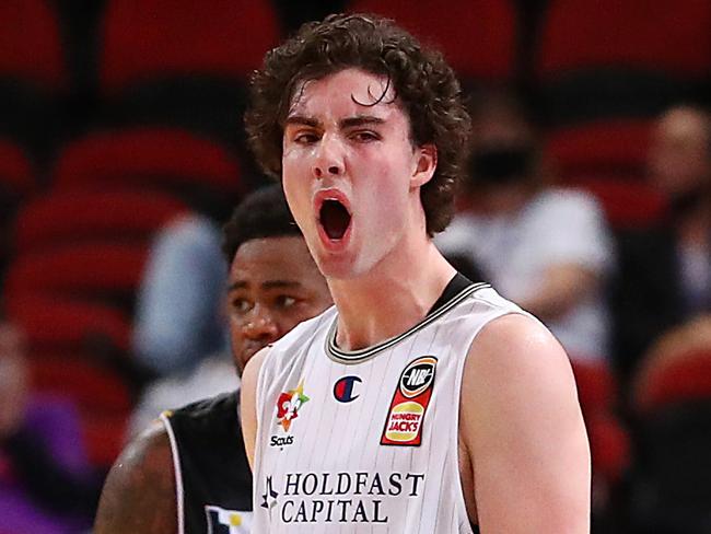 SYDNEY, AUSTRALIA - MAY 09: Josh Giddey of the 36ers celebrates a basket during the round 17 NBL match between Sydney Kings and Adelaide 36ers at Qudos Bank Arena, on May 09, 2021, in Sydney, Australia. (Photo by Mark Metcalfe/Getty Images)