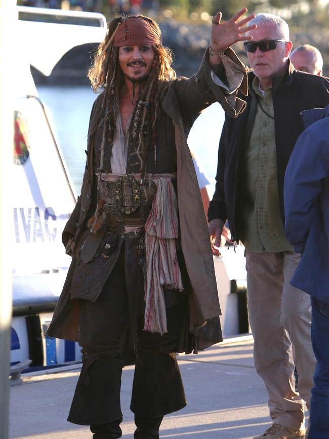 Johnny Depp meets fans at Cleveland after a day filming Pirates of the Caribbean. Picture: Peter Wallis
