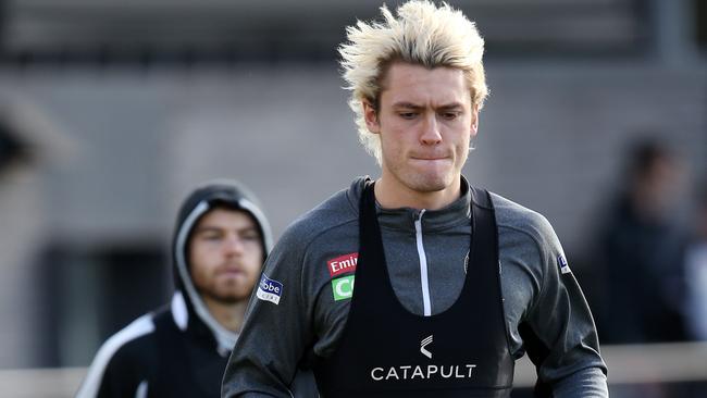 Collingwood's Darcy Moore at training. Pic: Michael Klein