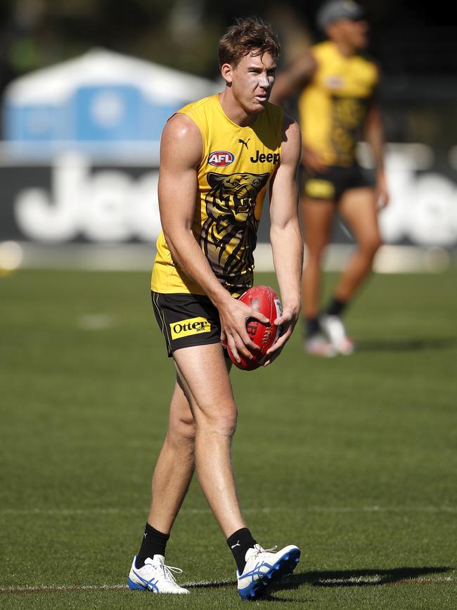 Lynch at Tigers pre-season training in February. Picture: Dylan Burns/AFL Photos