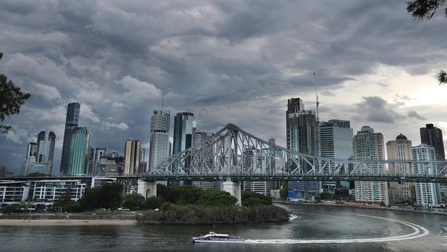 Storm clouds move over Brisbane on Tuesday afternoon. Picture: Annette Dew