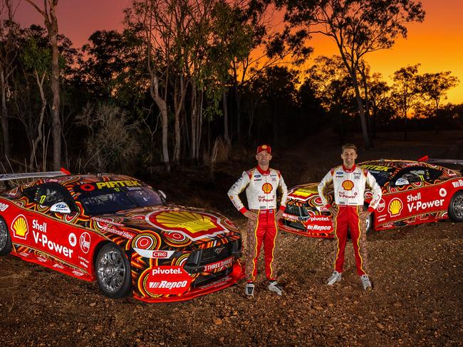 Dick Johnson Racing drivers Will Davison and Anton De Pasquale with the team's Indigenous livery. Picture: Supplied