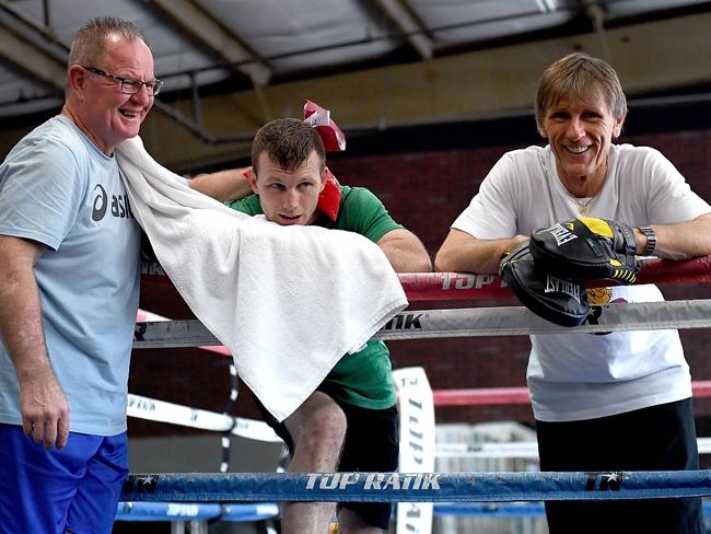 Jeff Horn hangs on the ropes in Top Rank’s “tin shed” gym.
