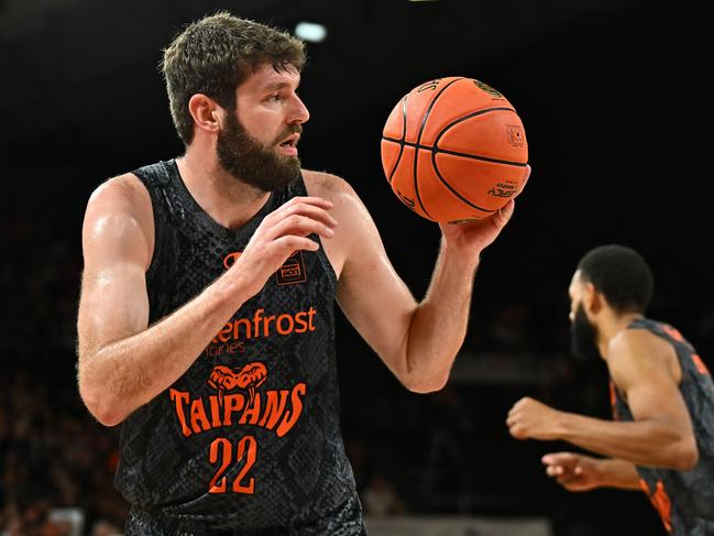 Tanner Groves of the Taipans catches the rebound during the round 17 NBL match between Cairns Taipans and Adelaide 36ers at Cairns Convention Centre, on January 19, 2025, in Cairns, Australia. (Photo by Emily Barker/Getty Images)