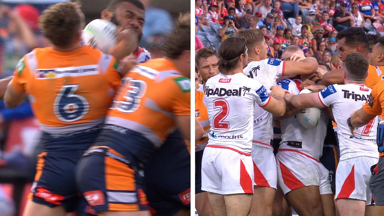 Kurt Mann was knocked out in a tackle that sparked an all-in melee.