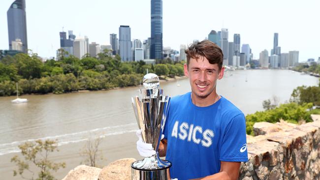 World No.18 Alex de Minaur poses with the ATP Cup ahead of Australia’s opening ATP Cup clash with Germany. Picture: Chris Hyde/Getty Images