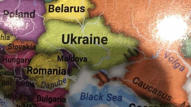 Crimea is depicted as part of Russia and the Donbas region deemed “in dispute” on the Aldi map. Picture: Supplied