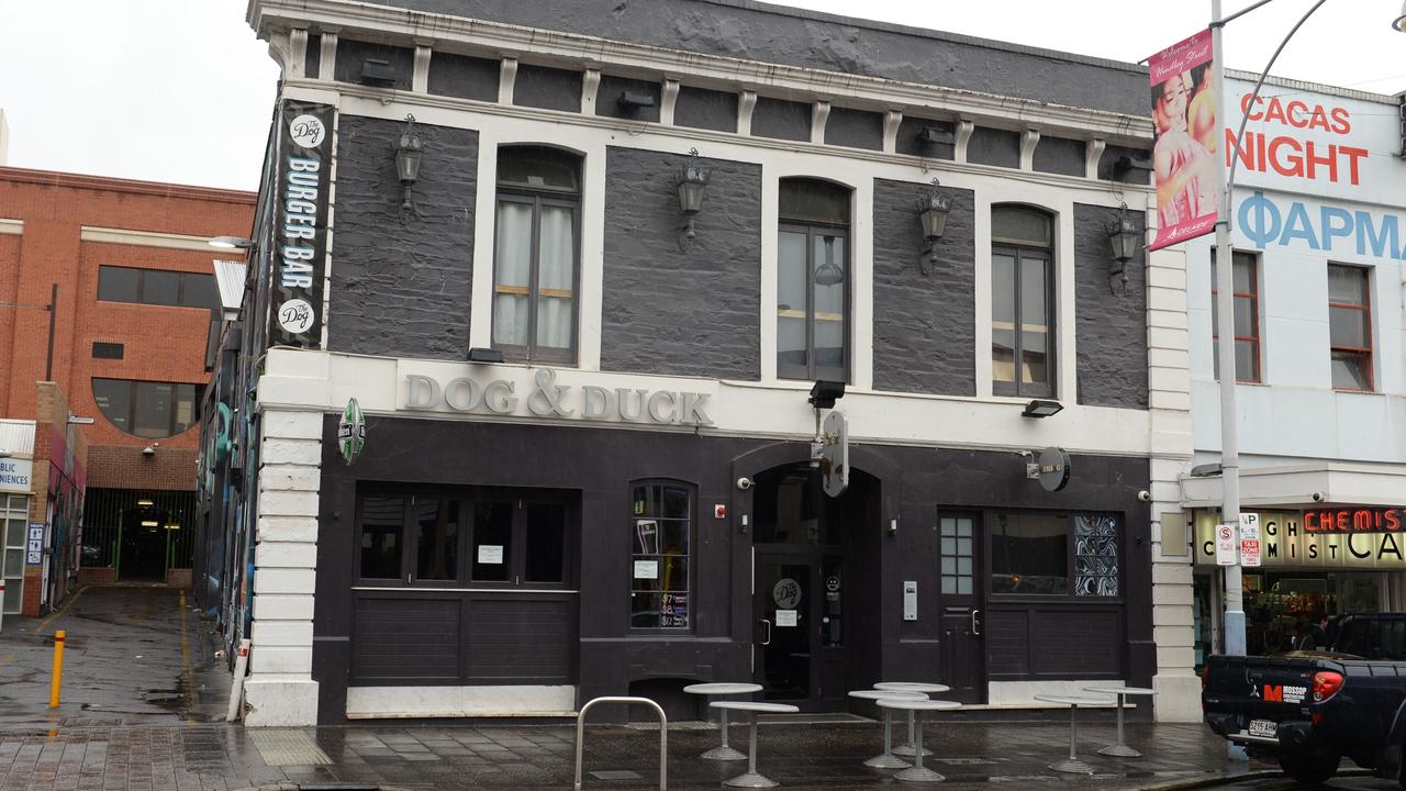 Dog and Duck Hotel Hindley St closed in Adelaide City. Picture Campbell Brodie