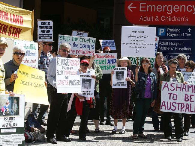 Brisbane protests outside the hospital Mr Kehazaei was transferred to.