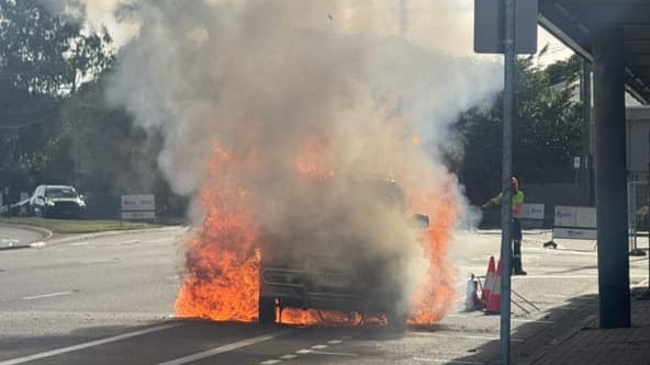 Emergency services responded to a vehicle fire on Ross River Road, Aitkenvale, at 7.31am on Thursday. Picture: Facebook