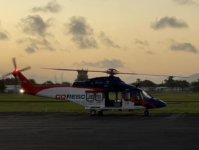 The new and improved BMA CQ rescue helicopter touched down after a maiden flight from Caloundra. August 28, 2024. Photo: Fergus Gregg