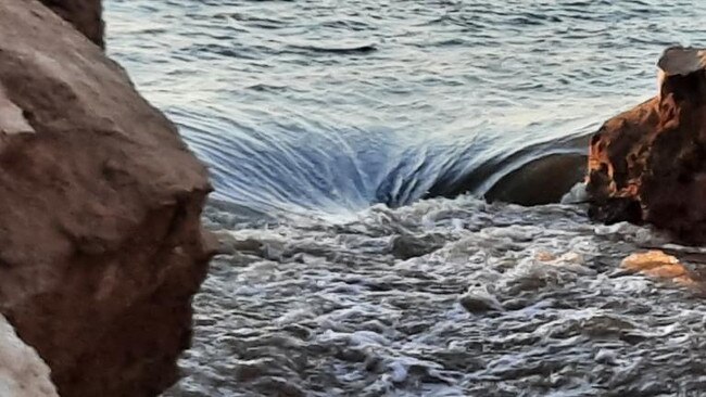 Water flowing back into Lake Bonney from the River Murray.