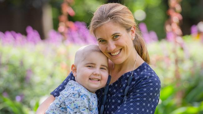 Ned Isham, pictured with his mum, Emily, is finally allowed to go home after his second 100 days in isolation following another bone marrow transplant. Picture: Jason Edwards