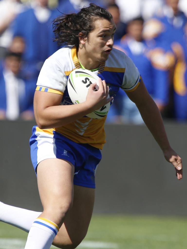 Tyson Sangalang in the Peter Mulholland Cup grand final Patrician Brothers Blacktown v Endeavour Sports High. Picture: Warren Gannon Photography