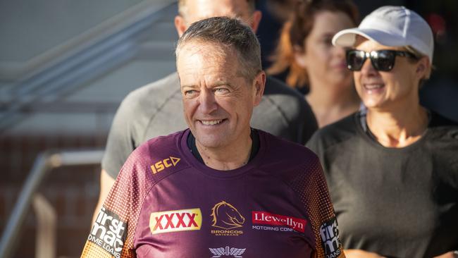 Bill Shorten during his visit to the Broncos in Brisbane on Monday. Picture: AAP 