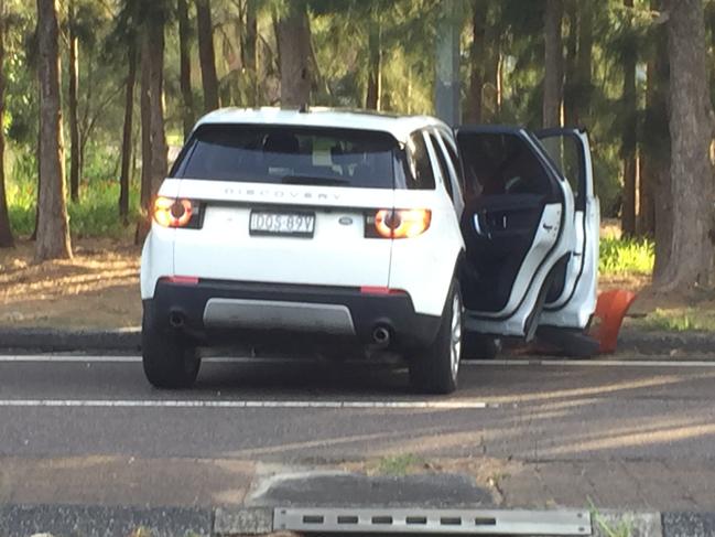 A man has been killed after a crash between a stolen Land rover and another car on Wyong Road at Berkeley Vale. Picture Richard Noone.