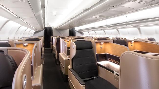 The spacious cabin on the new direct Qantas flights.