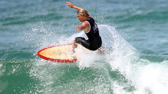 Burleigh Single Fin Festival finals, junior boys Kyan Falvey, 9 January 2022 Burleigh Heads. Picture by Richard Gosling