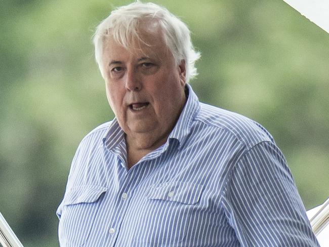 Queensland election. Clive Palmer hosting guests on his boat Nancy Jean, in the Brisbane River. Pic Mark Cranitch.