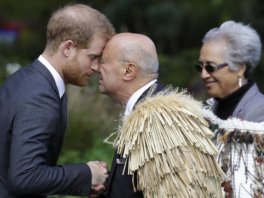 The Duke and Duchess received a "hongi", a traditional Maori welcome. Picture: Kirsty Wigglesworth