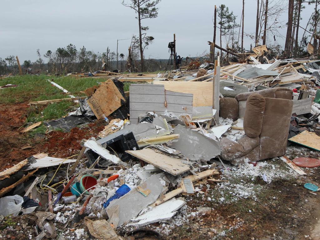 Damage is seen from a tornado which killed at least 23 people in Beauregard, Alabama. Picture: AFP