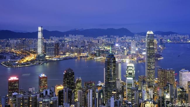 View of the Hong Kong skyline from Hong Kong Island to the Chinese mainland. Picture: Supplied