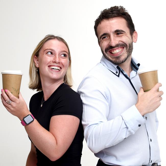 The Courier-Mail’s Mikaela Mulveney and Iwan Jones hit the streets to taste test Brisbane coffees. Picture David Clark