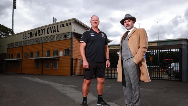 Balmain Tigers legend Paul Sironen with Tigers chairman Lee Hagipantelis, at Leichhardt Oval. Picture: Justin Lloyd.