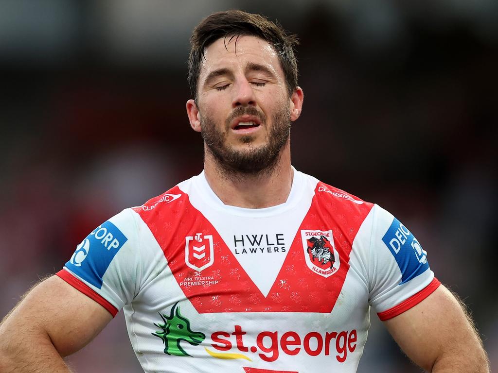 Dragons star Ben Hunt faces an uncertain future at the club, after a scathing post-season review from coach Shane Flanagan. Picture: Getty Images