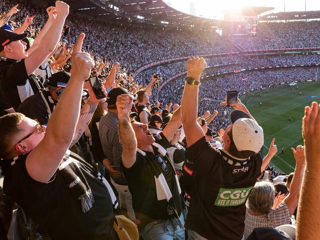 MELBOURNE , AUSTRALIA. September 30, 2023. AFL Grand Final between Collingwood and the Brisbane Lions at the MCG. Kiss performs on stage. Picture by Jason Edwards